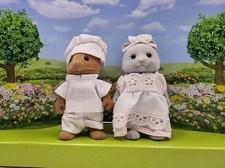 Sylvanian Families Suzette Simpkins Grey Cat and Basil the Chef Mouse Figures