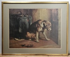 THE FRIEND IN SUSPENSE - Large Vintage Framed Dog Print after Sir Edwin Landseer