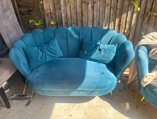 Blue velvet barrel back - blue,