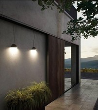 SET 3x RING SIRI 12v LOW VOLTAGE BLACK WIRED GARDE PATIO WALL LIGHT HALOGEN 20W