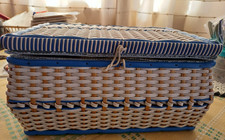 Sewing Box Basket With Vintage Haberdashery Buttons & Threads Bobbins, needles