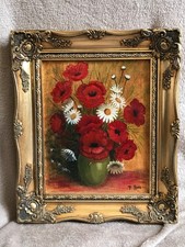 Vintage OIL PAINTING Poppies &