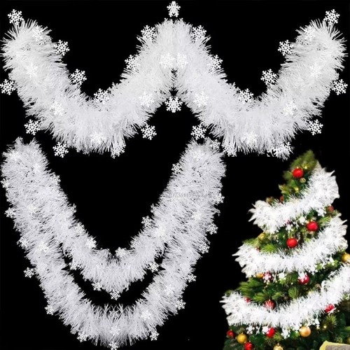 2pcs white christmas - christmas, tinsel