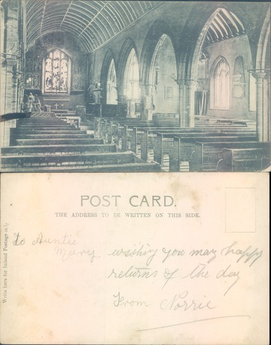 Church interior with stained