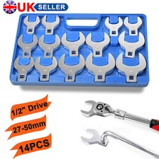 14PC 1/2" DRIVE JUMBO CROWS FOOT FEET WRENCH METRIC OPEN ENDED SPANNER 27-50MM