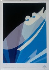 2006 Original vintage winter olympic games  Turin ski sport art bobsleigh poster