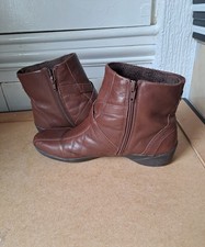 UK Size 8 K  Women's Ladies Ankle Boots EU 41 Leather Brown Zip-Up Lightweig