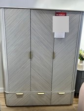 NEXT Ex Display Light Grey Valencia Marble Mango Wood Wardrobe (RRP NEW £2299)