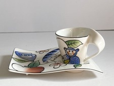 VILLEROY & BOCH NEW WAVE CUP & SAUCER SNACK SET JUNGLE ANIMALS ESPRESSO SIZE CUP