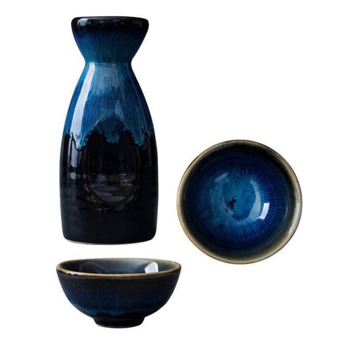 Blue ceramic saki pot - pot, set