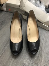 Topshop Black Leather Wedges Size 6