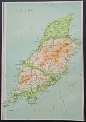 Antique 1903 map isle of - map,