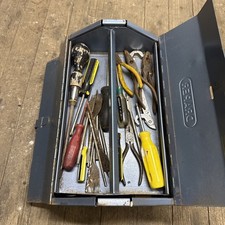 Vintage DRAPER  Metal Hand Tool Storage Toolbox Carry Case Box with tools joblot