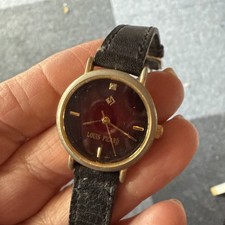 Vintage Louis Picard aubergine Face Quartz Watch 