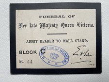 Rare Admission Ticket Funeral Of Her Late Majesty Queen Victoria  Mall Stand 44