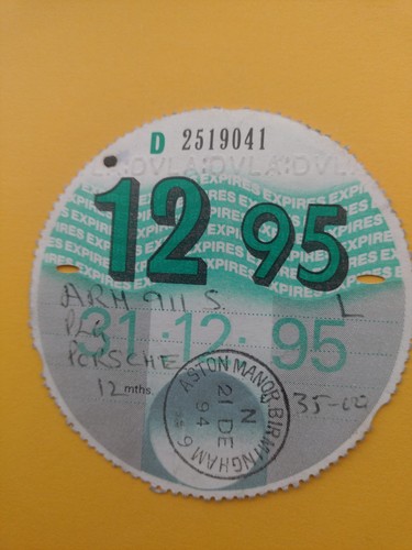Tax disc porsche - 12, 95