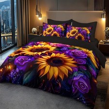 Purple Flower Sunflower Duvet