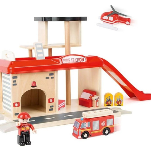 Wooden fire station - wooden, with