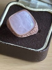 925 Silver Rose Gold Large Morganite Cabochon Ring With Accents Size R Gemporia