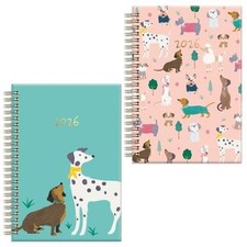 2026 Diary A5 Week To View Dog Spiral Bound Hardback Weekly Planner Organiser