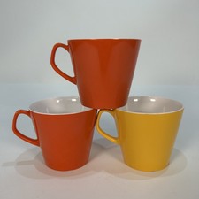 Vintage Melaware Melamine Cup Set 3 Mid Century Modern Orange X2 Yellow X1 200ml