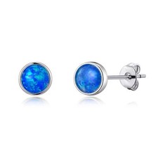 Synthetic Blue Opal Stud