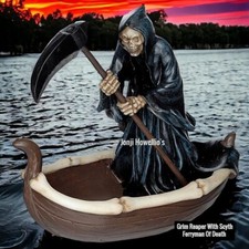 Grim Reaper Gothic Ornament Ferryman Of Death Figurine Pagan Wiccan Fantasy Myth