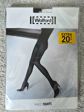 Wolford Yale Tights – Size M – Opaque Linear Pattern