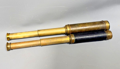 Antique brass draw telescopes - draw,