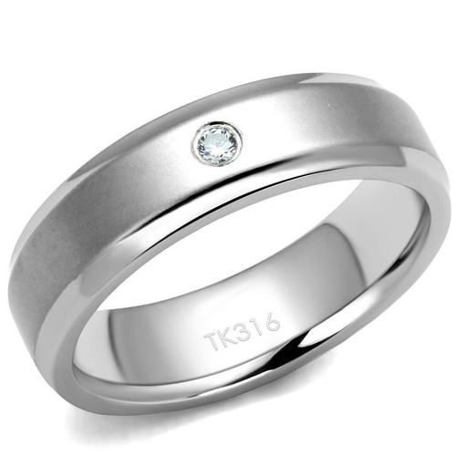 Mens wedding ring silver - , cz