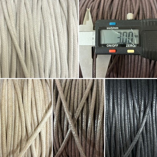 3mm cotton wax cord black - wax,