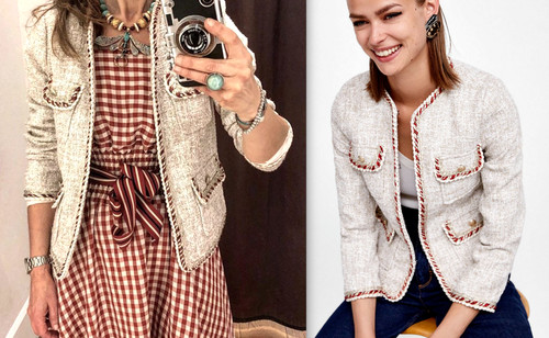Zara tweed blazer jacket - blazer,