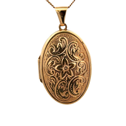 9ct yellow gold locket - , pendant