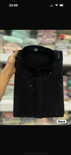 Men kurta pyjama - kurta, black