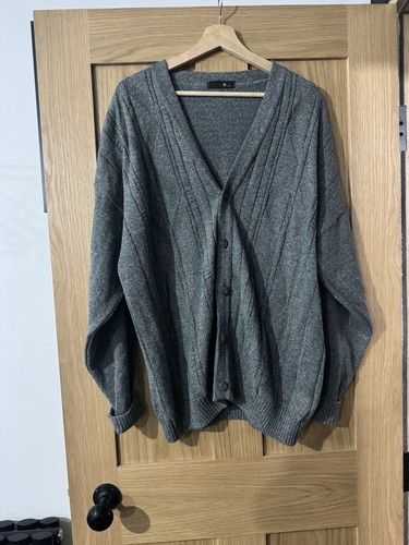 Grey knit cardigan - cardigan, button