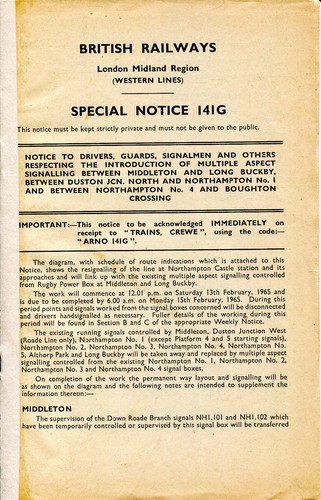 Railway signalling notice - signalling,