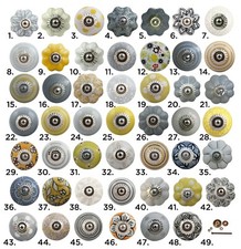 Yellow and Grey Vintage Ceramic Cabinet Door Knobs | China Cupboard Drawer Pulls