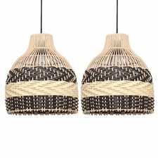 Set of 2 Natural Rattan Wicker Ceiling Light Pendant Shades Cane Lampshades
