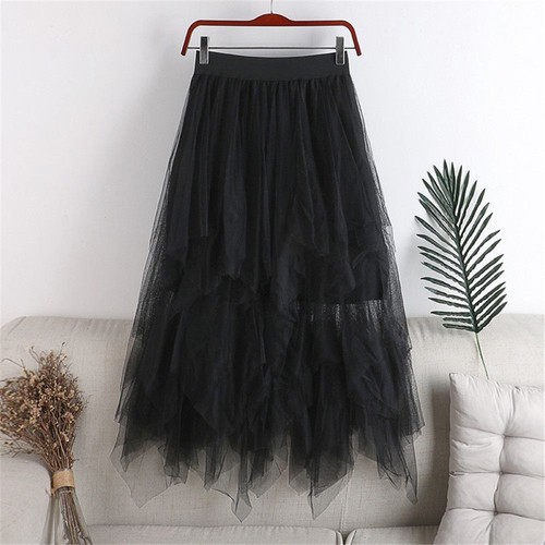 Elastic mesh tulle skirt - elastic,