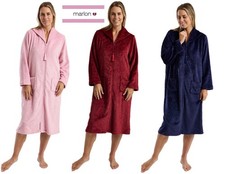 LADIES EMBOSSED FLEECE Swirl SUPER SOFT ZIP UP THROUGH DRESSING GOWN S/XL 45722