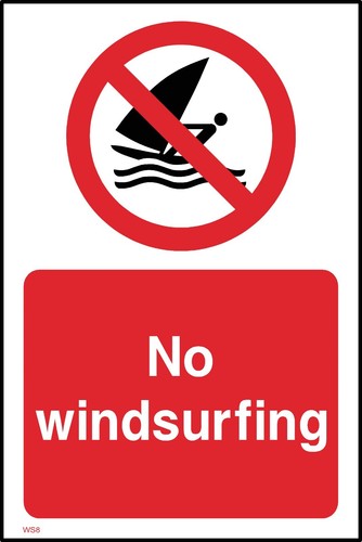 Windsurfing sign sticker - no,