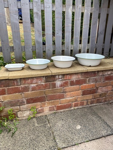Vintage enamel bowls planters - vintage,