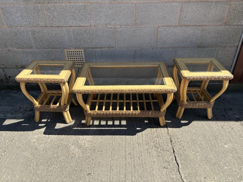 Rattan coffee table set with - rattan,