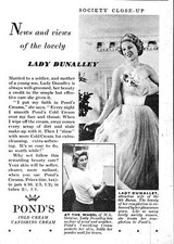 1950 Advertf for PONDS Cold Cream Small Original Vintage LADY DUNALLEY Print Ad