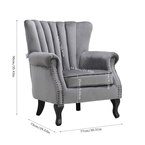Velvet fabric armchair oyster - armchair,