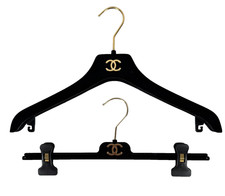 Lot of 2 Hangers Chanel Auth Velvet Jacket Coat Suit Skirt Pants Top Hanger MINT