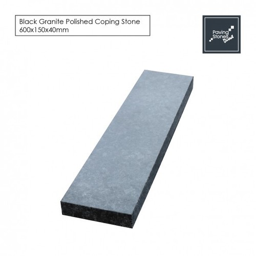 Polished black granite - black, coping