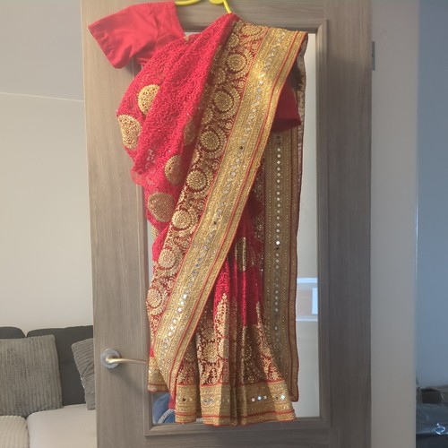 Red indian dress sari - red,