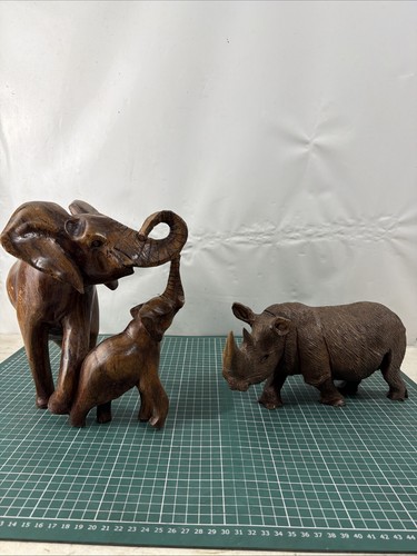 Wooden elephant baby mother - &,