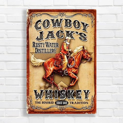 Vintage cowboy whiskey canvas - cowboy,